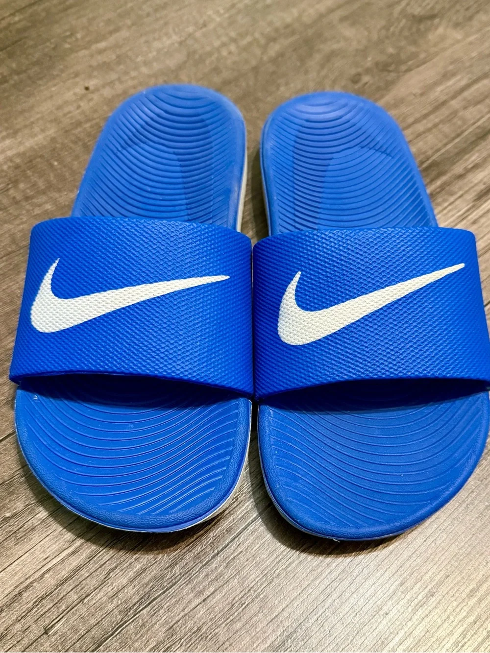Nike Kids 2Y Royal Blue Sandals with White Swoosh